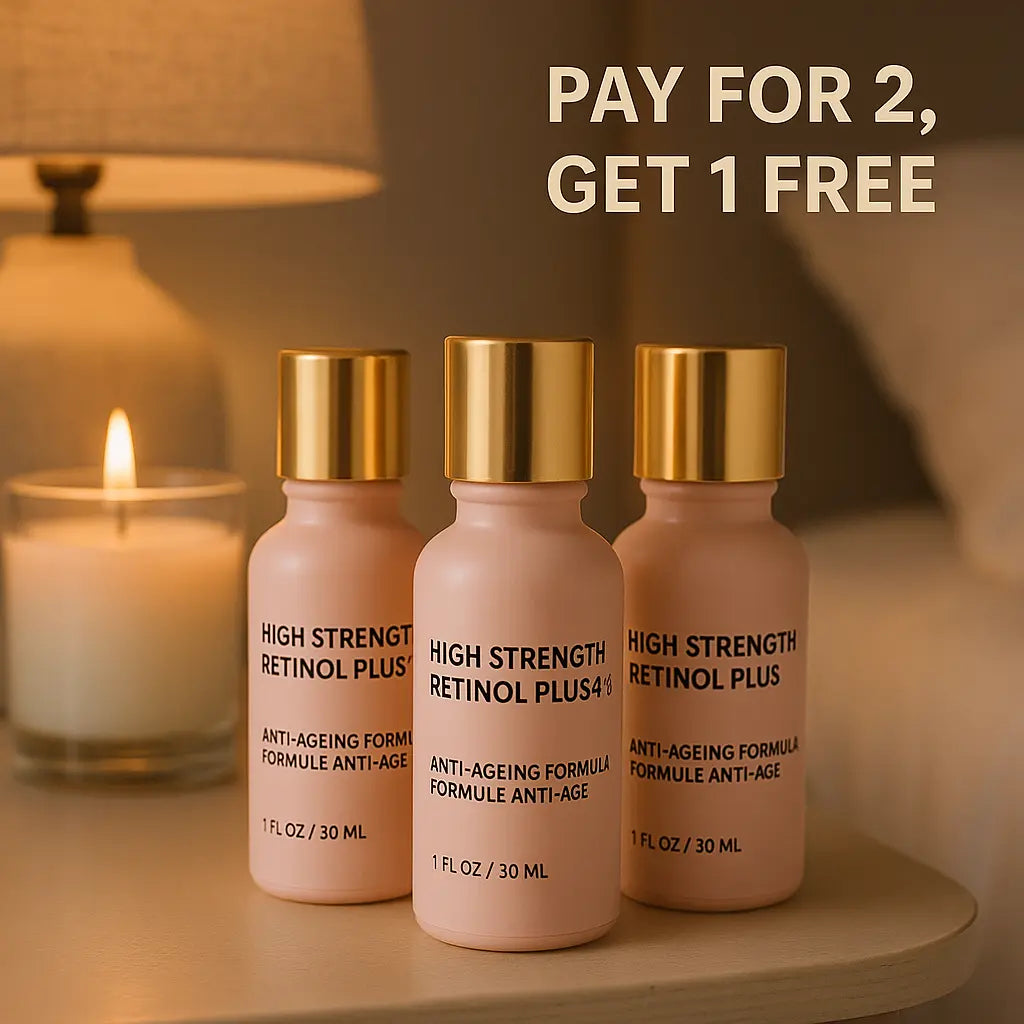 Ammuri High Strength Retinol Serum 4% Plus – Anti-Ageing Formula for Wrinkles, Fine Lines, Dark Spots & Firming – Face Serum with Vitamin Support – 3 Pack (30ml Each)